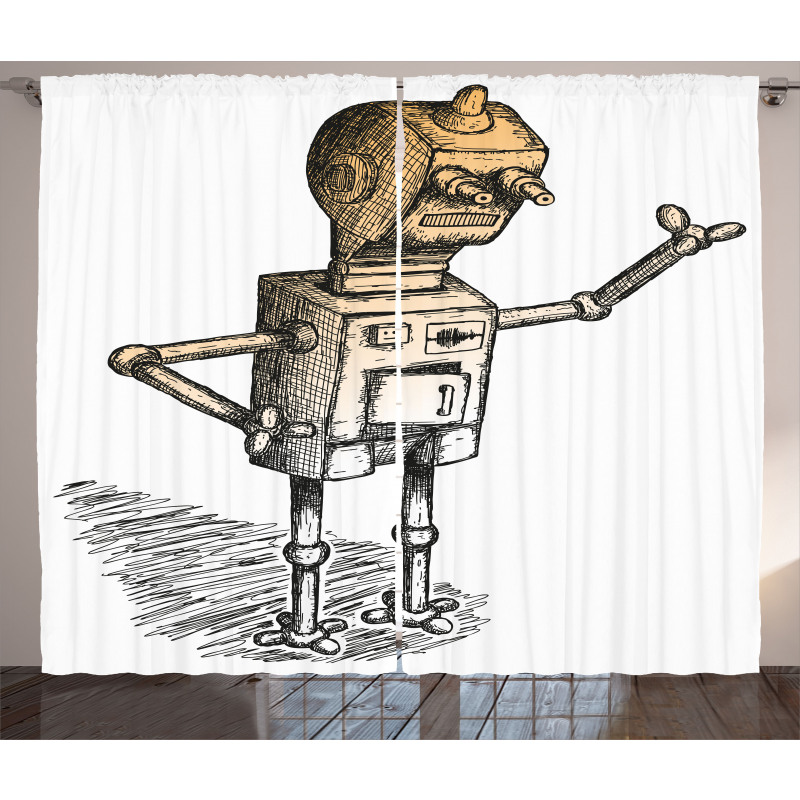Sketchy Futuristic Robot Curtain