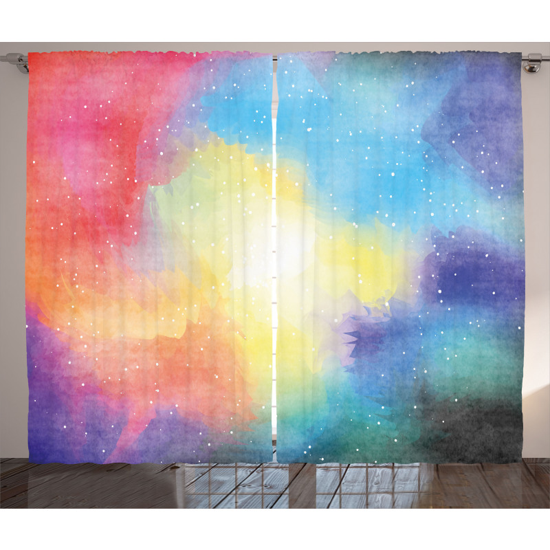 Watercolor Star Galaxy Curtain