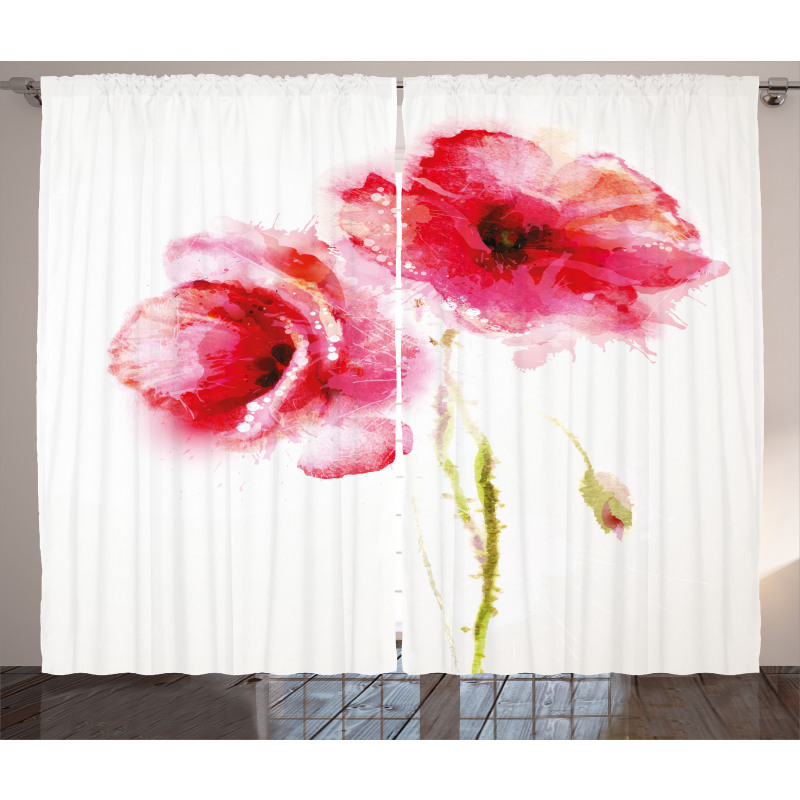 Garden Poppy Floral Curtain