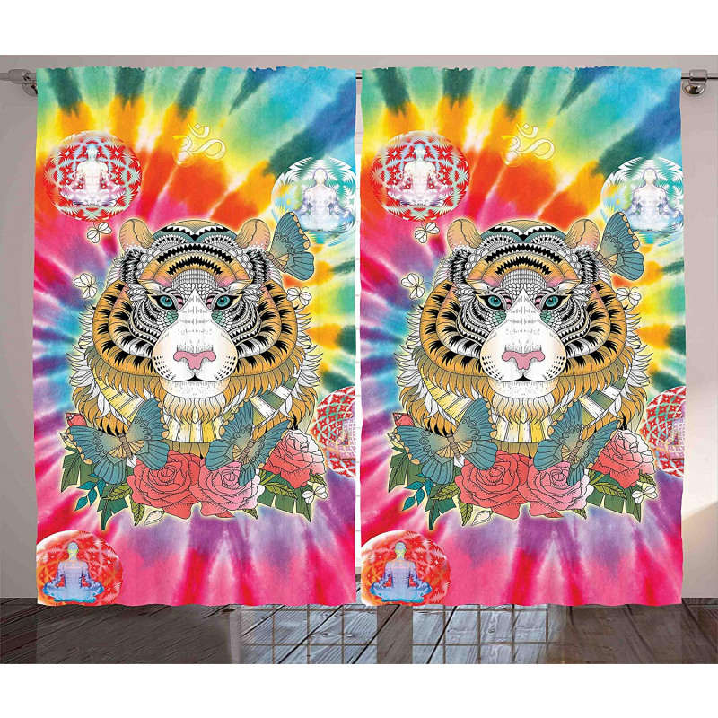 Tiger Head Ornate Theme Curtain