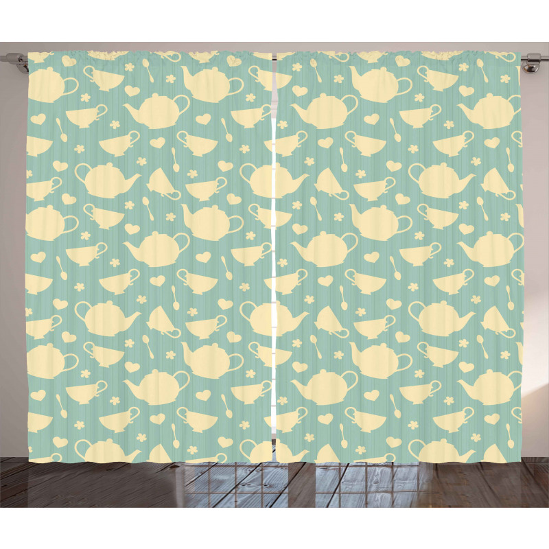 Tea Cup Teapot British Curtain