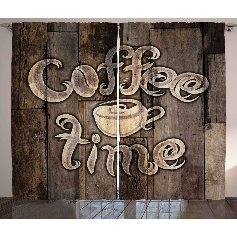 Coffee Time Grunge Back Curtain