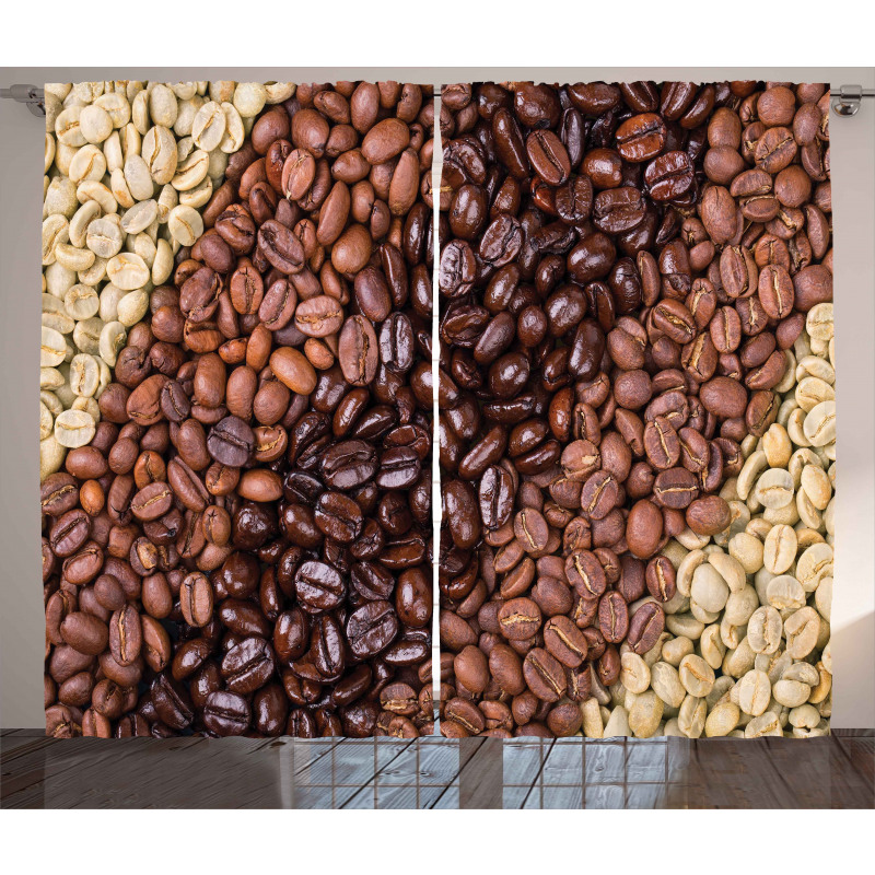 Coffee Beans Stripes Curtain