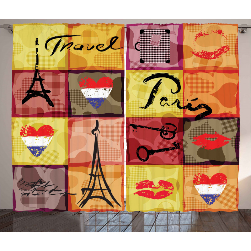 French Paris Collage Curtain