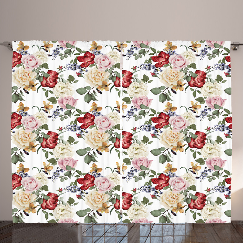 Lilacs Roses Flowers Curtain