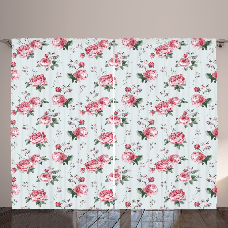 Spring Flowers Roses Curtain