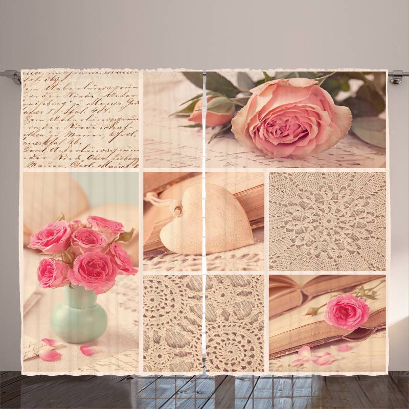 Old Roses Lace Flowers Curtain