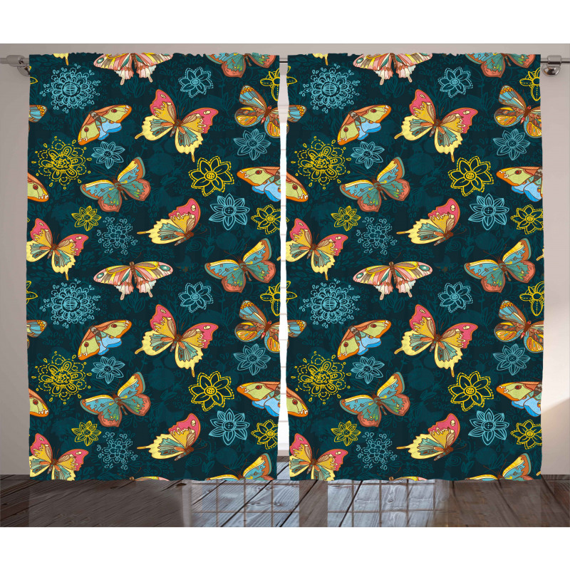 Butterflies and Flowers Curtain