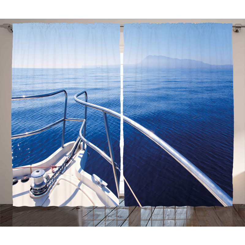 Boat Yacht Ocean Scenery Curtain