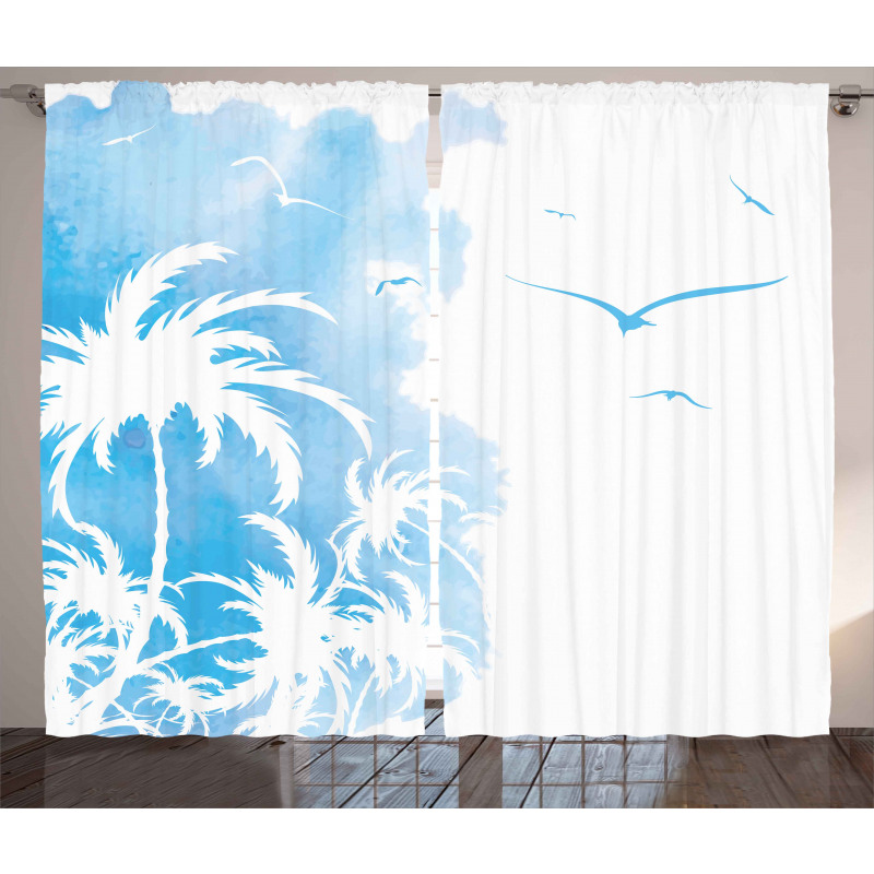 Island Palms Abstract Curtain