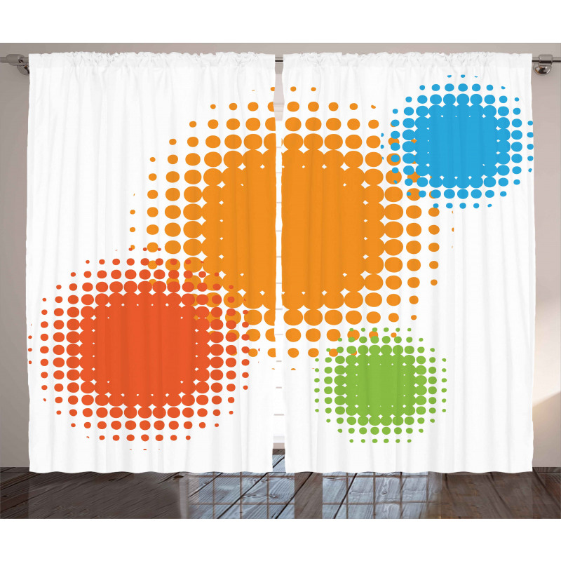 Colorful Half Tone Circles Curtain