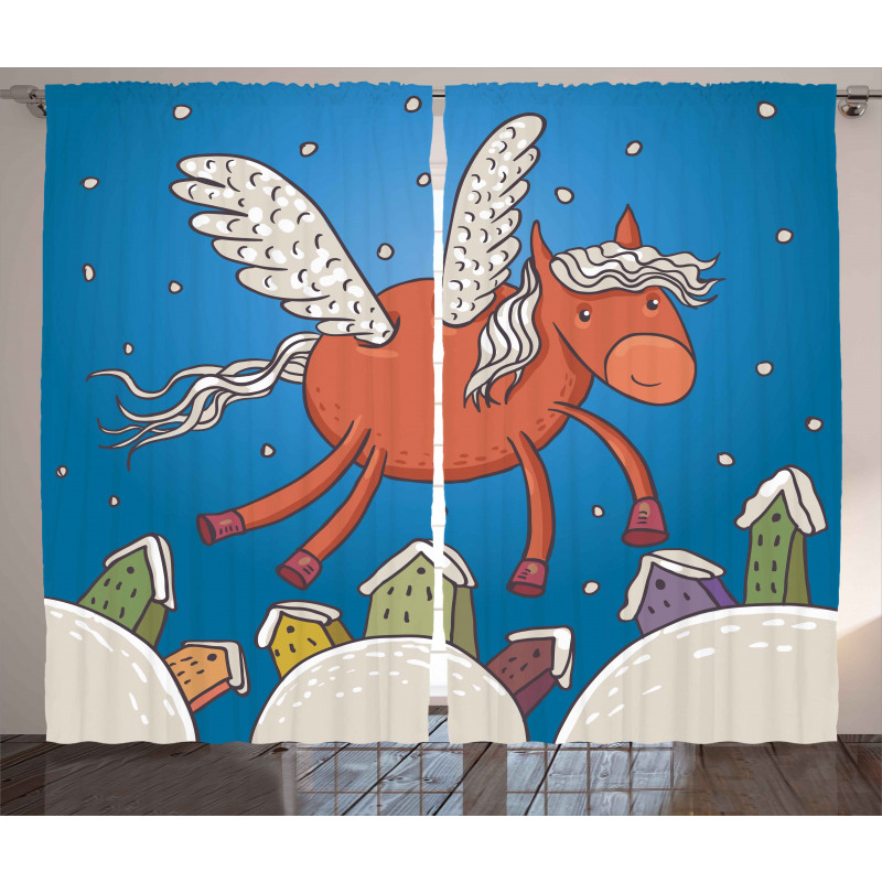 Horse Wings on Building Curtain