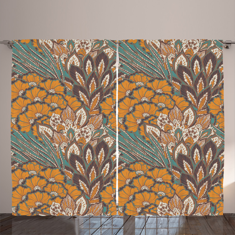 Flowers and Peacock Curtain