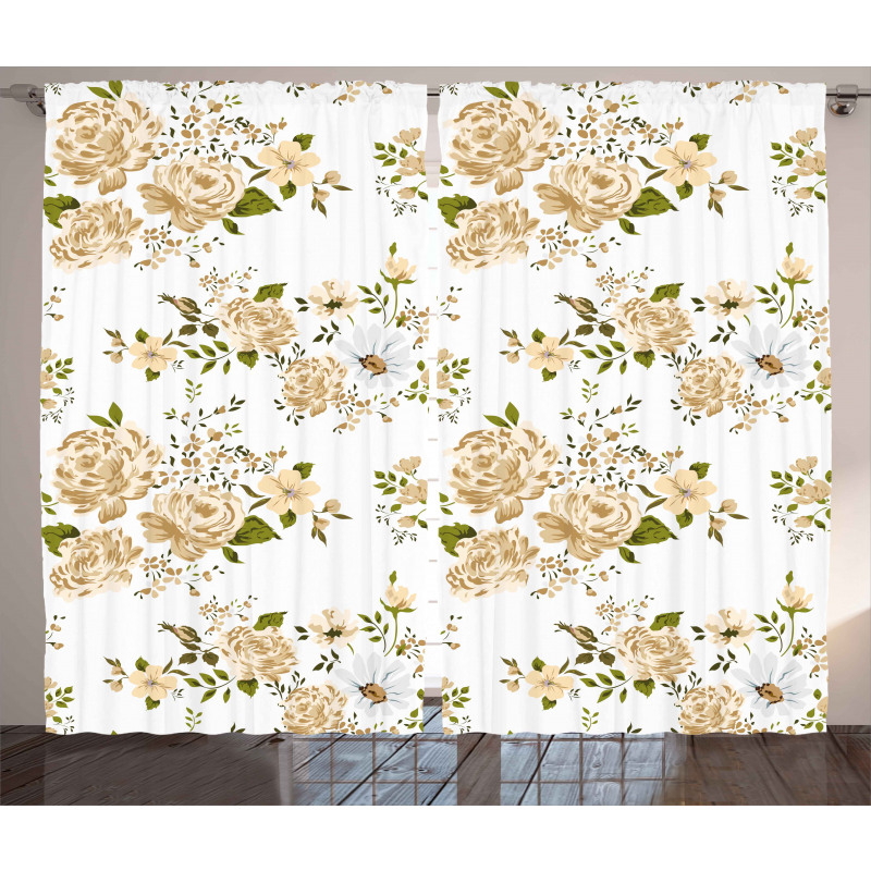 Floral Roses Vector Curtain
