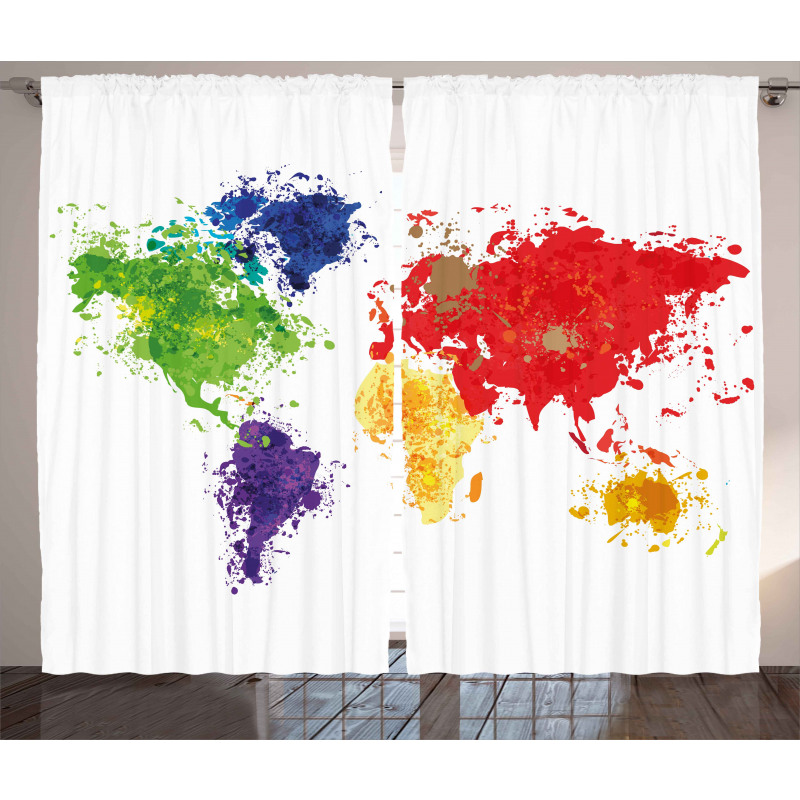 World Map Artwork Curtain