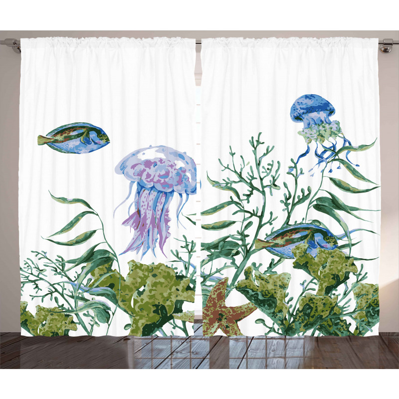 Seaweed Jellyfish Fish Curtain