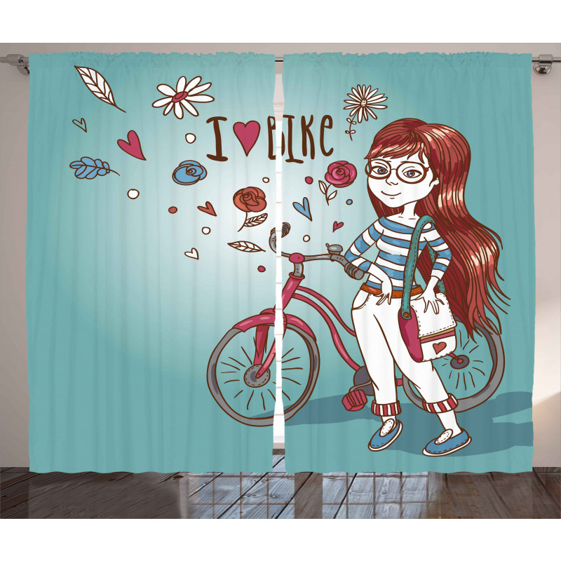 Girl with Bike Curtain