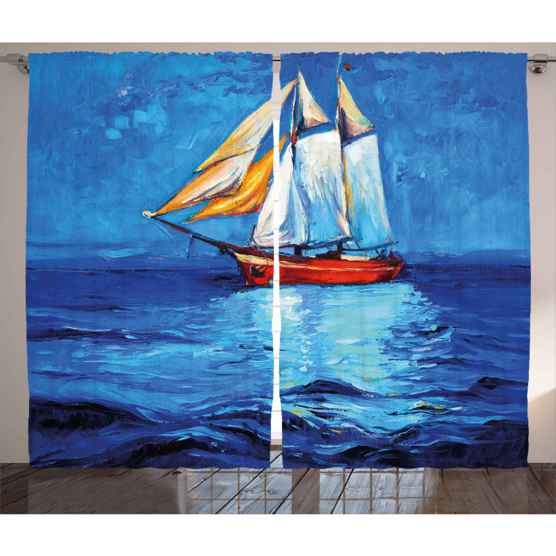 Sail Boat Art Picture Curtain