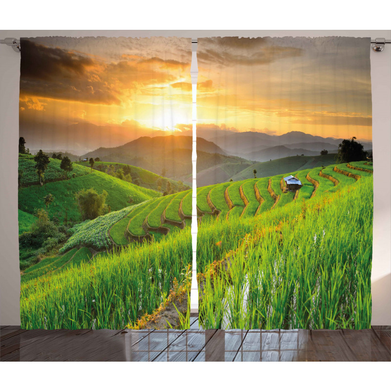 Green Farm Landscape Curtain