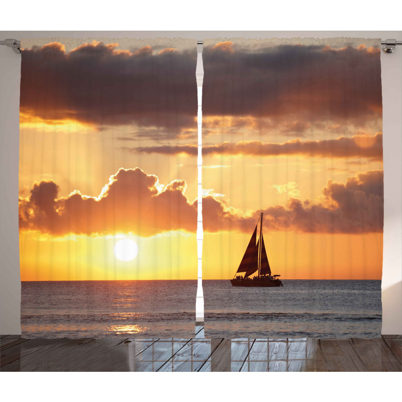 Boat in Sewith Sunset Curtain