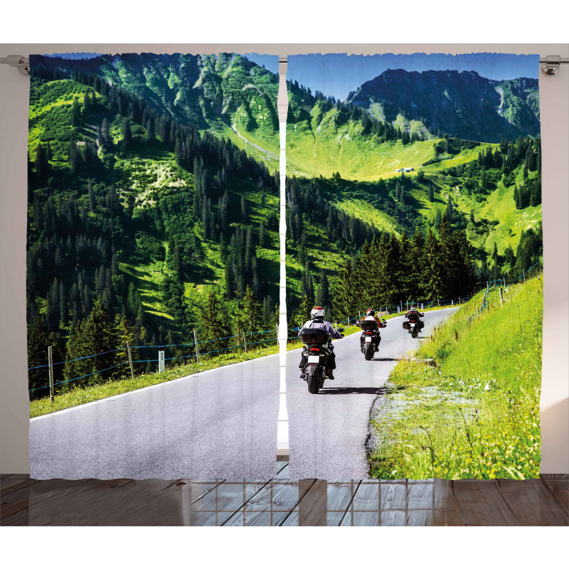 Bike Riders on Mountain Curtain