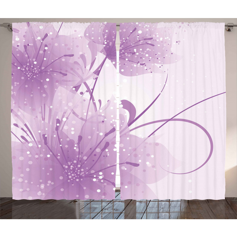 Vector Flowers Butterfly Curtain