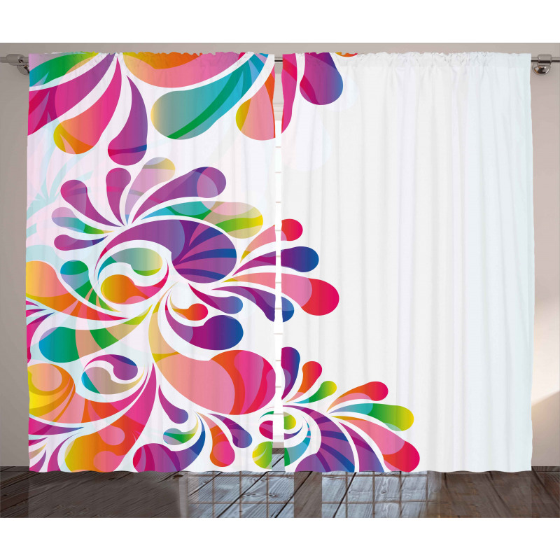 Curvy Floral Design Curtain