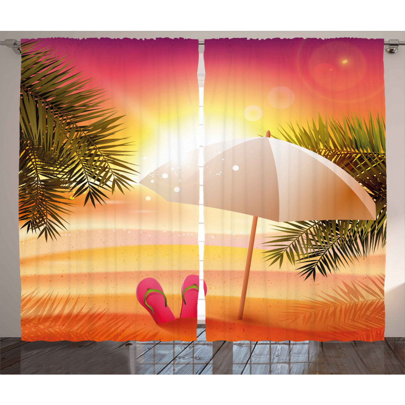Summer Sunset on Beach Curtain