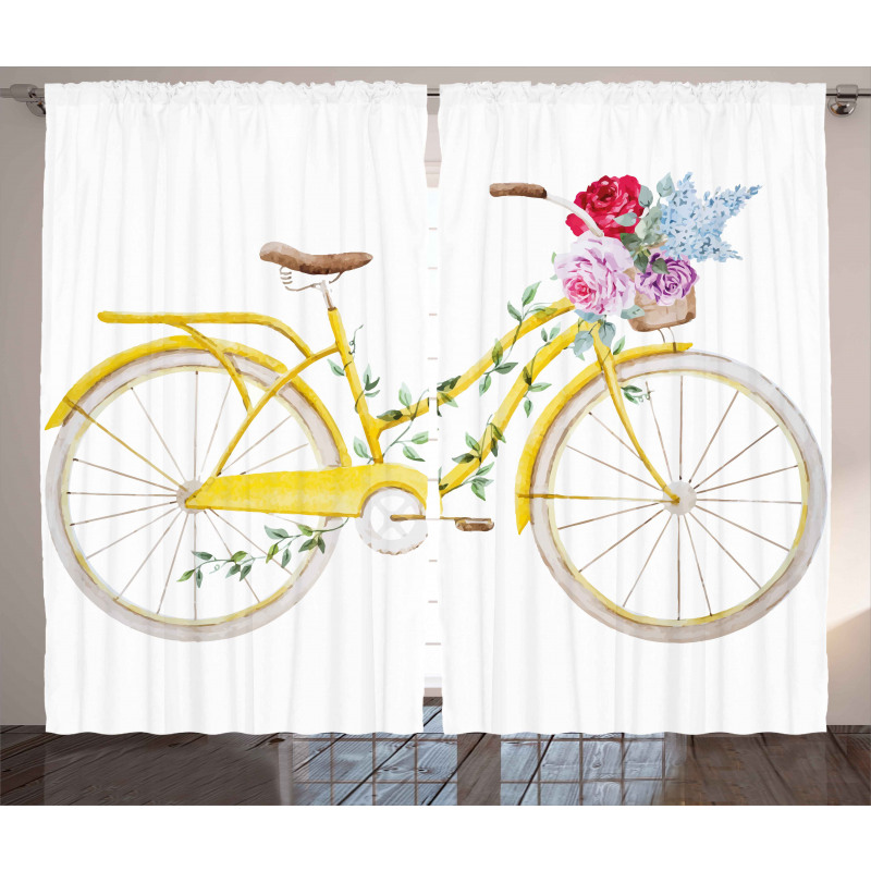 Bicycle with Flowers Curtain
