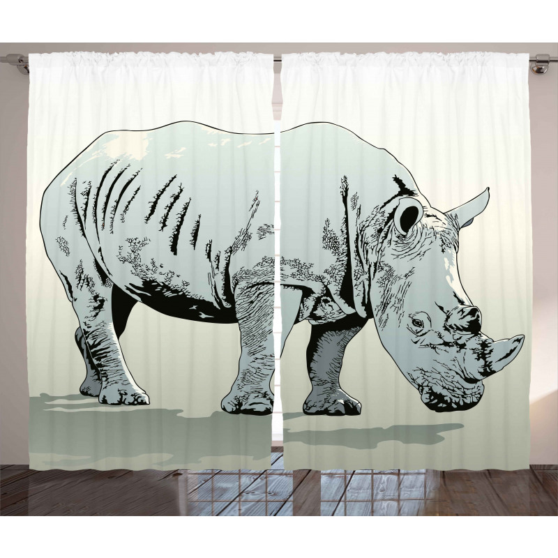 Rhinoceros Art Curtain