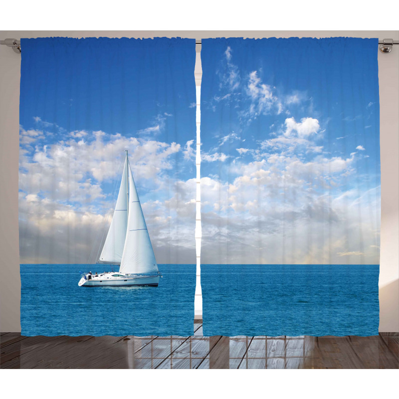 Modern Sail Boat on Sea Curtain