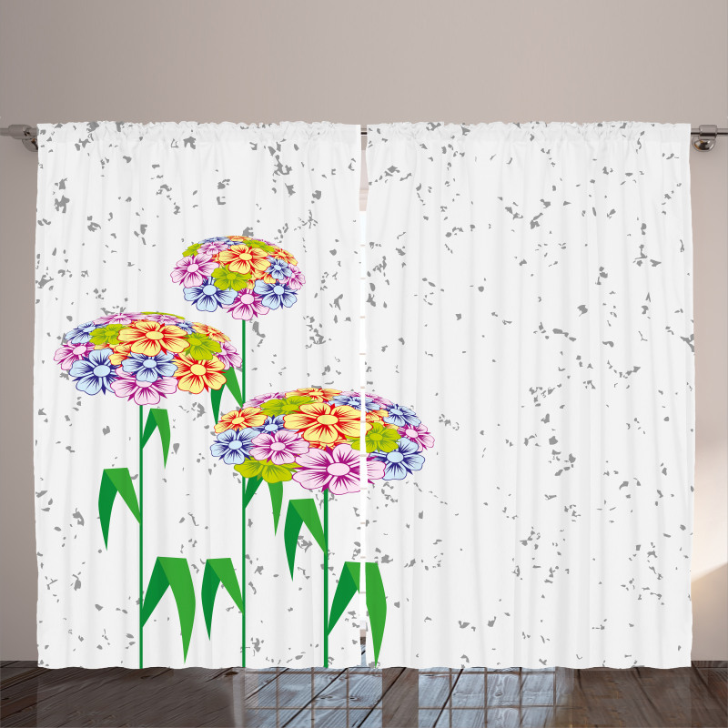 Colorful Daisies Artwork Curtain