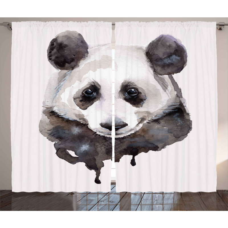 Watercolor Panda Bear Curtain