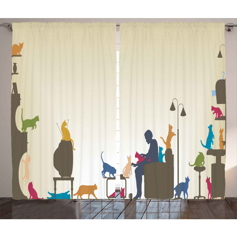 Crazy Cat Lady Home Curtain