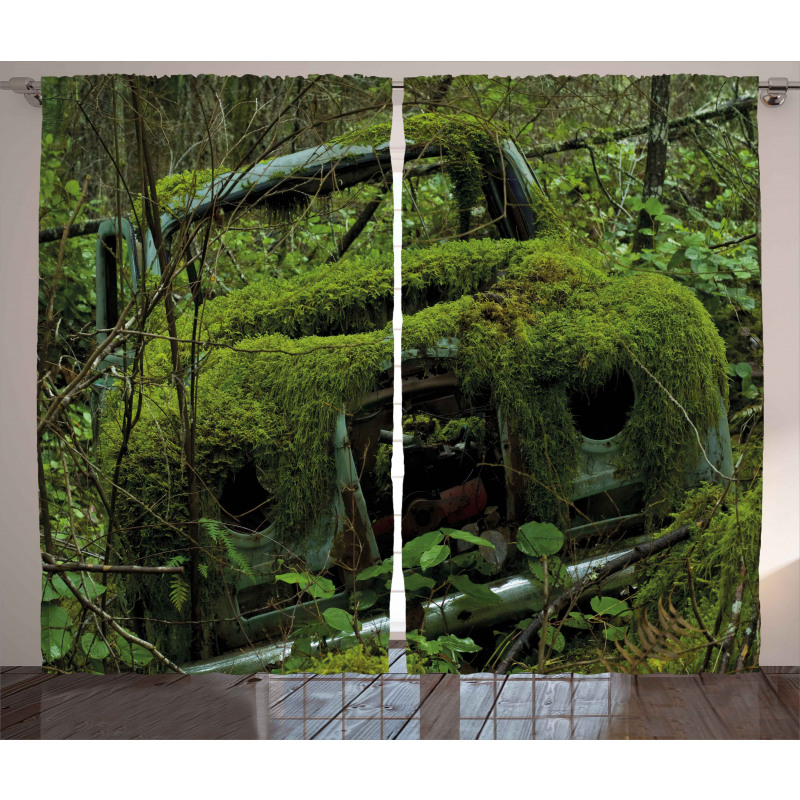 Old Classic Car Forest Curtain