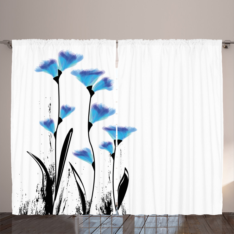 Flowers Tulips in Ombre Curtain
