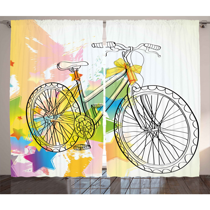 Abtract Colorful Bike Curtain
