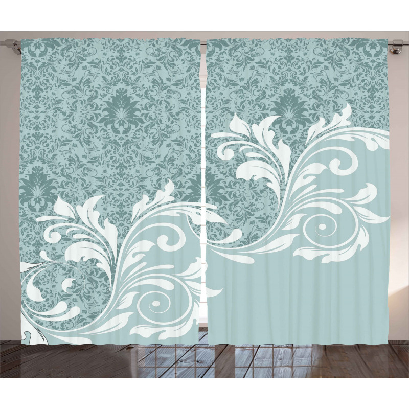 Retro Floral Ivy Swirls Curtain