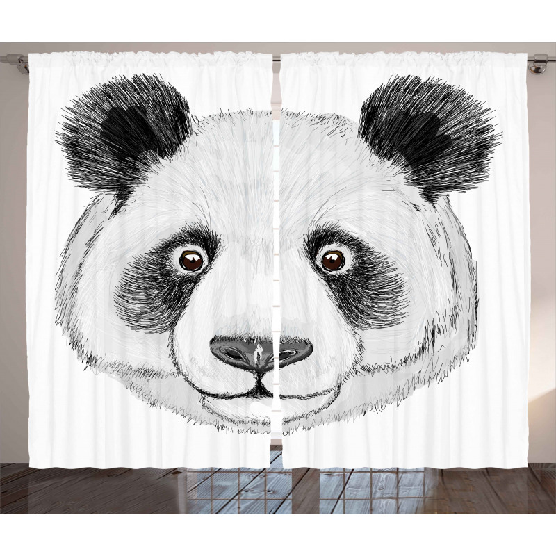 Hand Drawn Panda Curtain