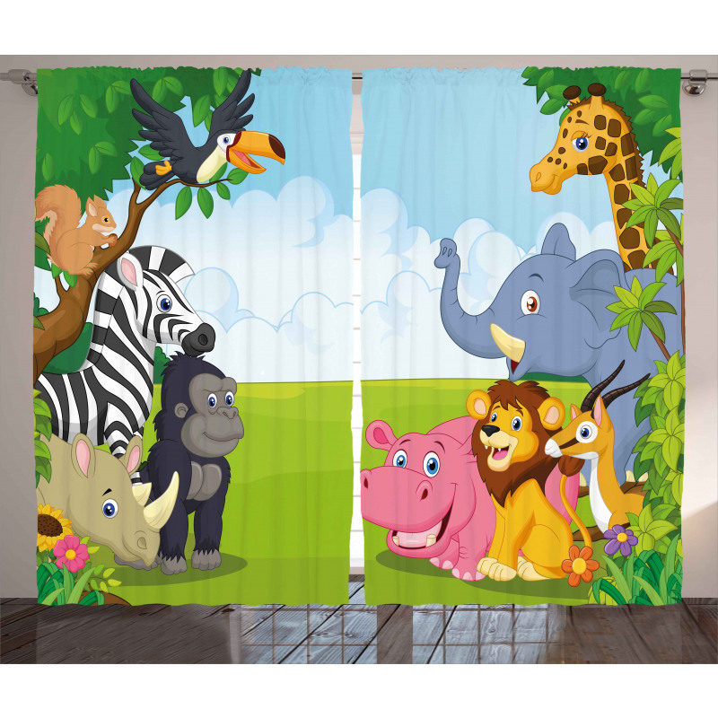 Kids Safari Animals Curtain