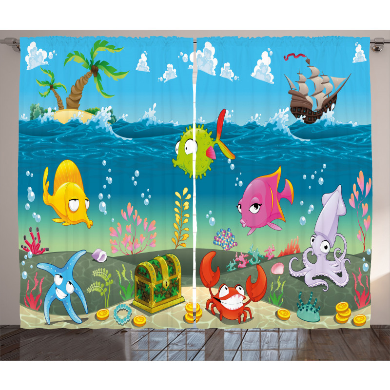 Sea Animals Underwater Curtain