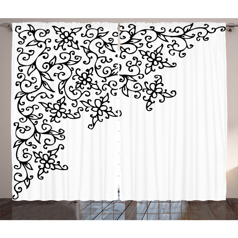Floral Vignette Design Curtain