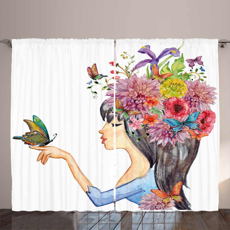 Long Haired Woman Curtain