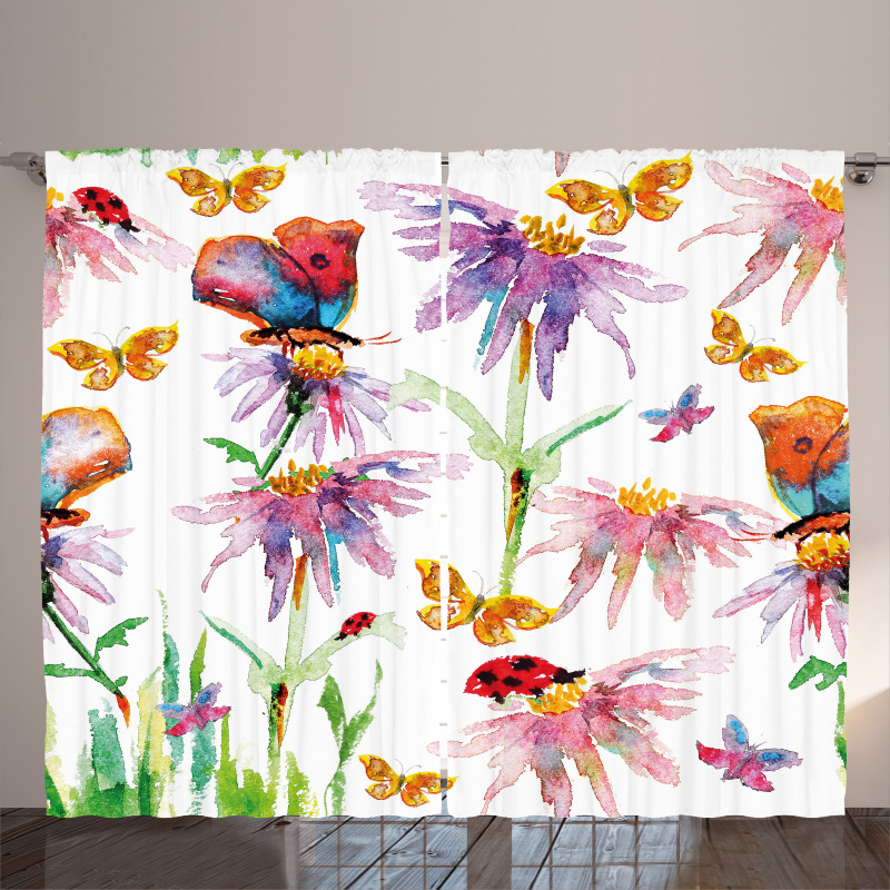 Flower Butterfly Bug Curtain