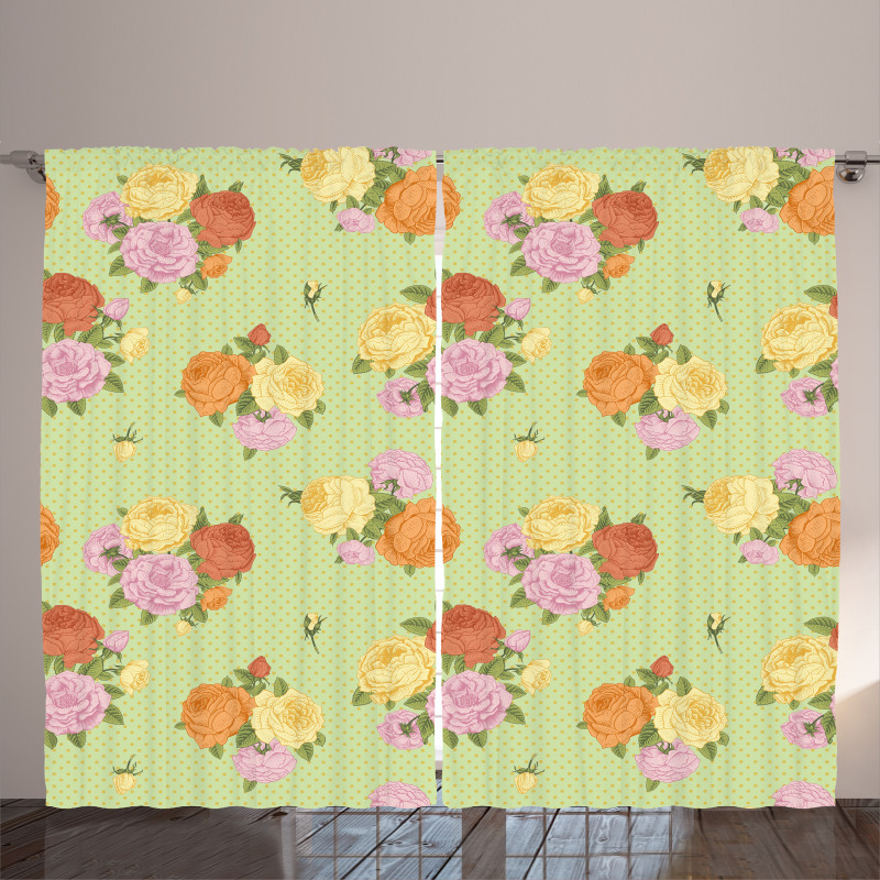 Vintage Flower Rose Curtain