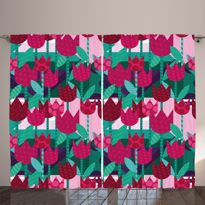 Abstract Tulips Flowers Curtain