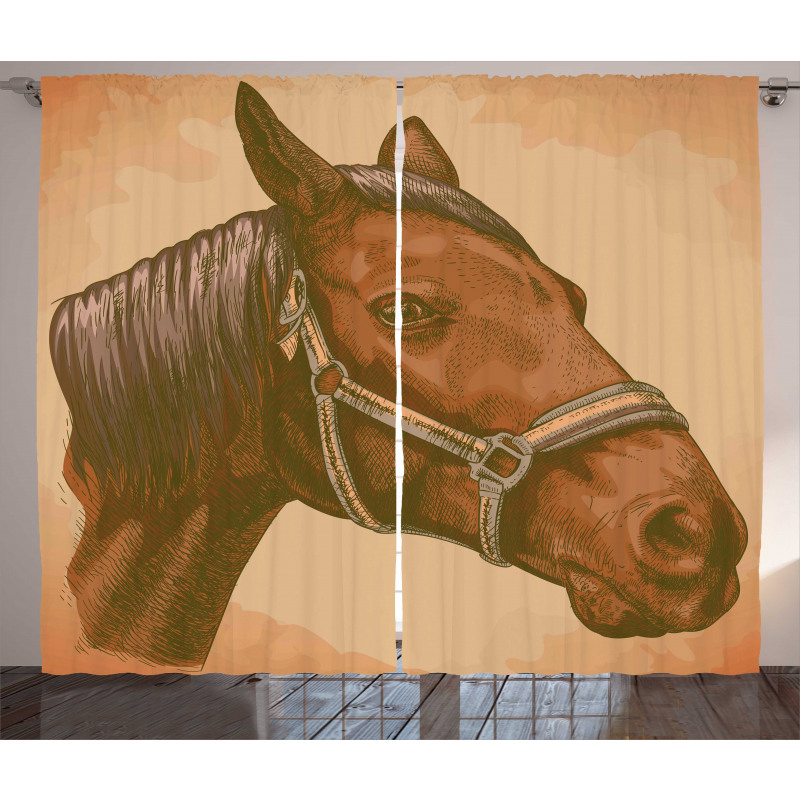 Engraving Horse Head Curtain