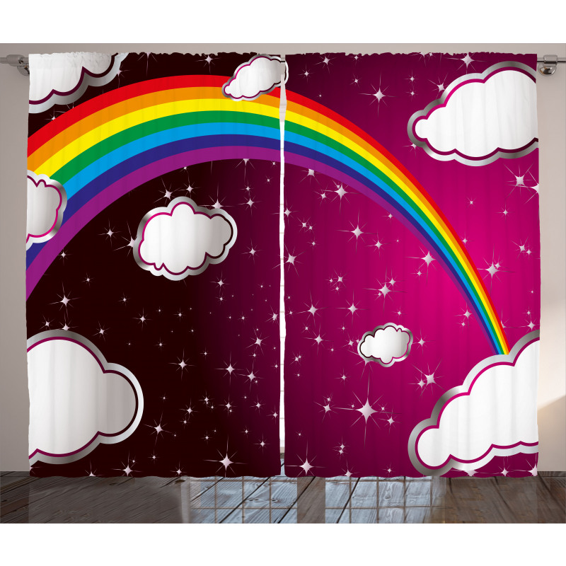 Rainbow Colored Stars Curtain