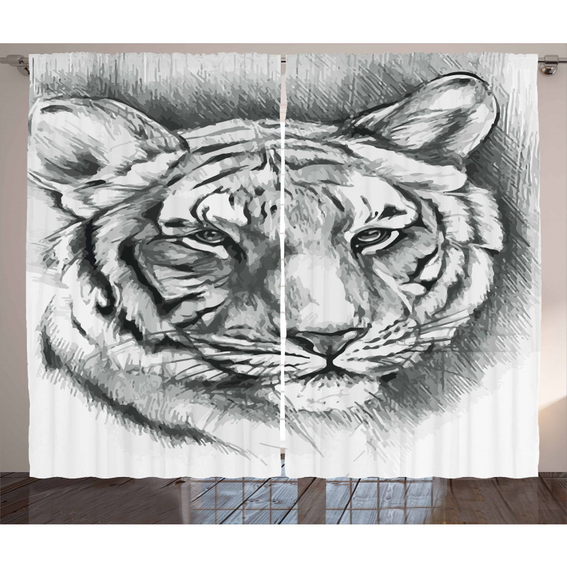 Grey Lion Head Curtain