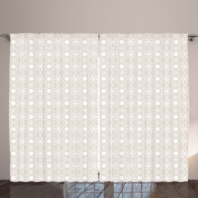 Pastel Flowers and Dots Curtain
